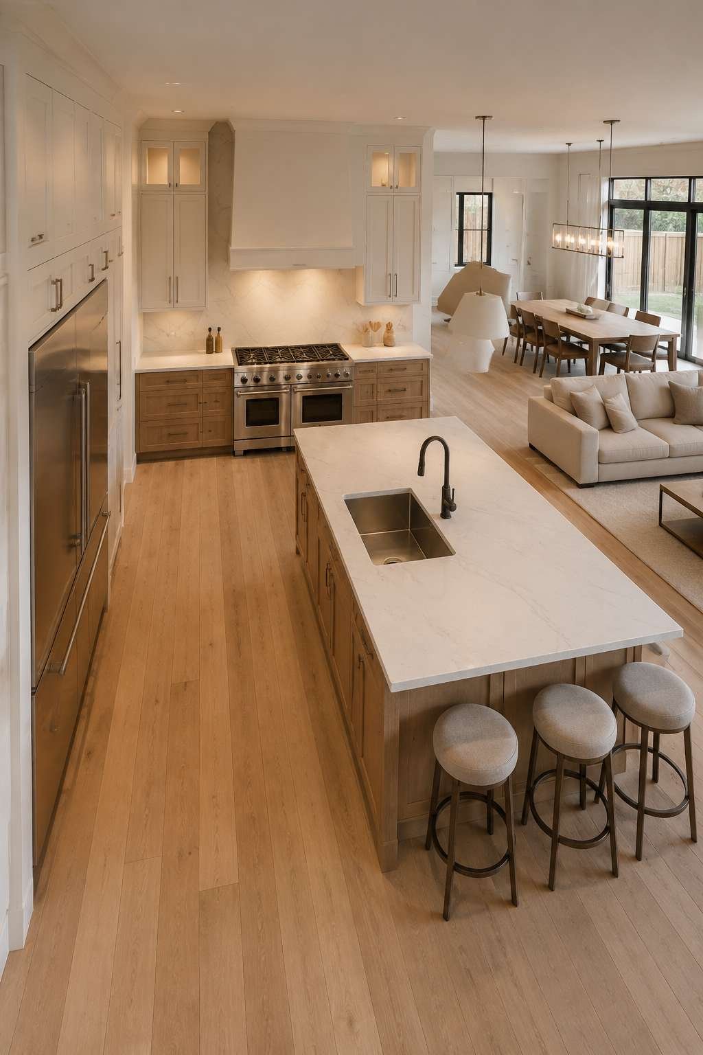 Working Triangle Open Kitchen With Optimized Spatial Logic
